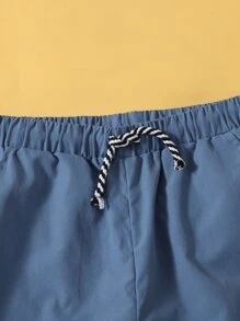 SHEIN Boys Tropical Print Tee And Shorts Set - Blue and White - View 4