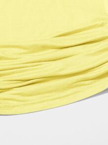 SHEIN EZwear Camiseta unicolor con cordón lateral neón - Amarillo - Ver 5