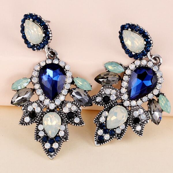 

Rhinestone Water Drop Decor Drop Earrings, Multicolor