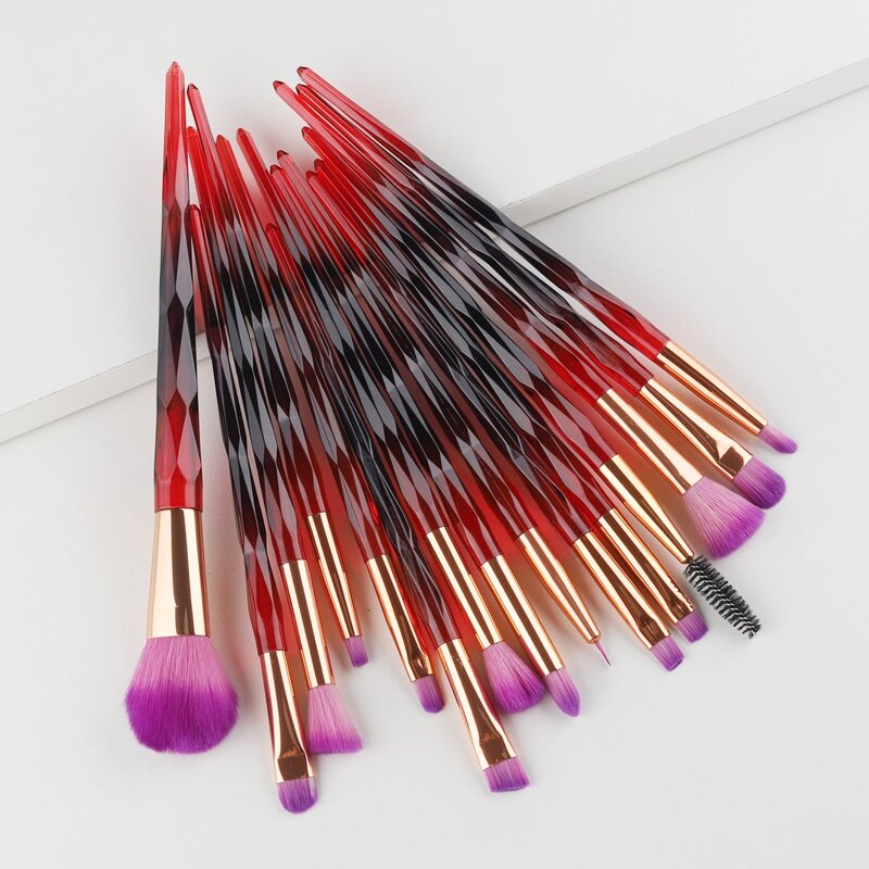 

15pcs Ombre Handle Makeup Brush Set, Red