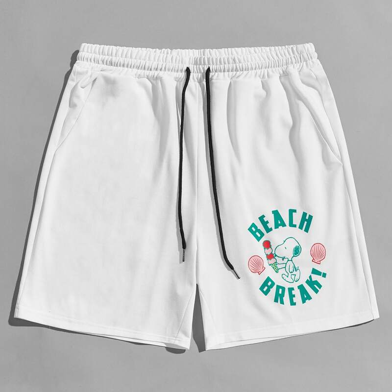 

Guys Letter Cartoon Graphic Shorts, White