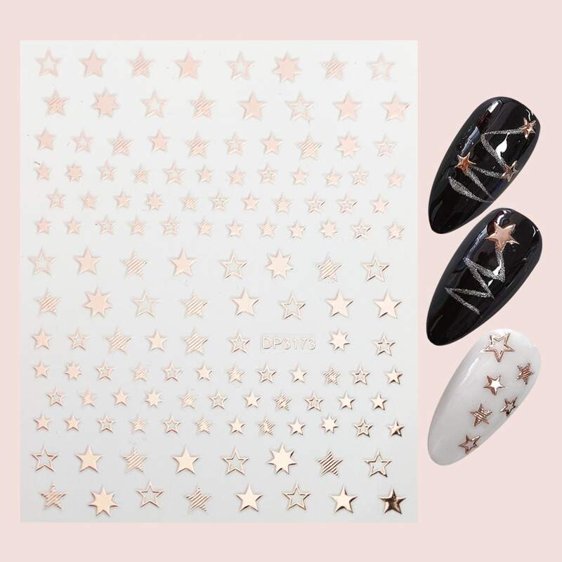 

1sheet Star Pattern Nail Art Sticker, Gold