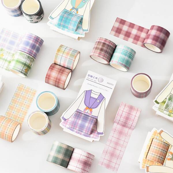 

1roll Plaid Pattern Random Washi Tape, Multicolor