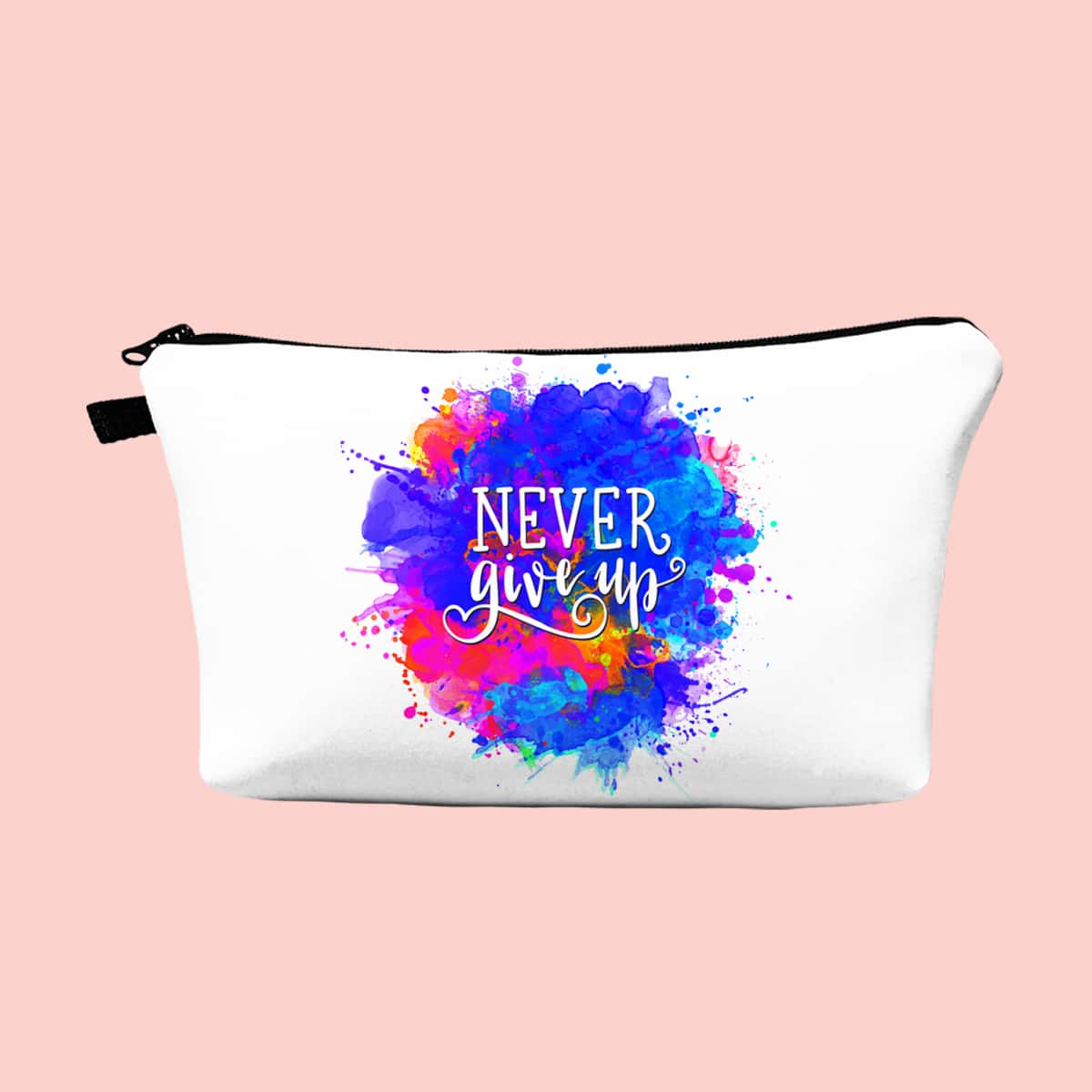 

Letter Graphic Zipper Makeup Bag, White