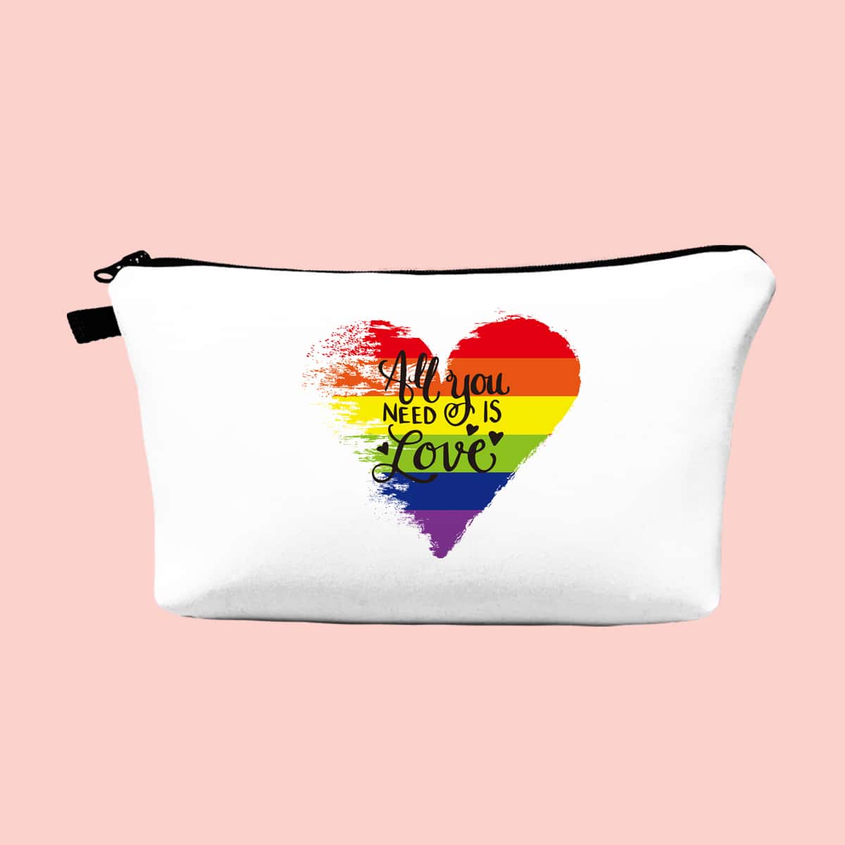 

LGBT Heart Pattern Zipper Makeup Bag, White