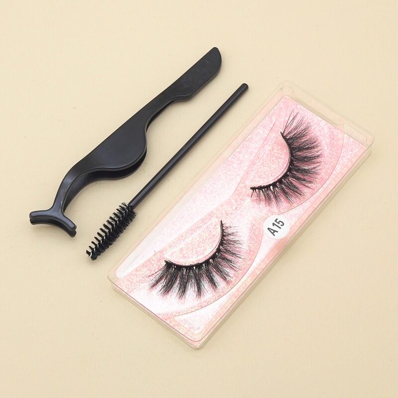 

1pair Volume Eyelashes & 1pc Brush & 1pc Tweezers, Black