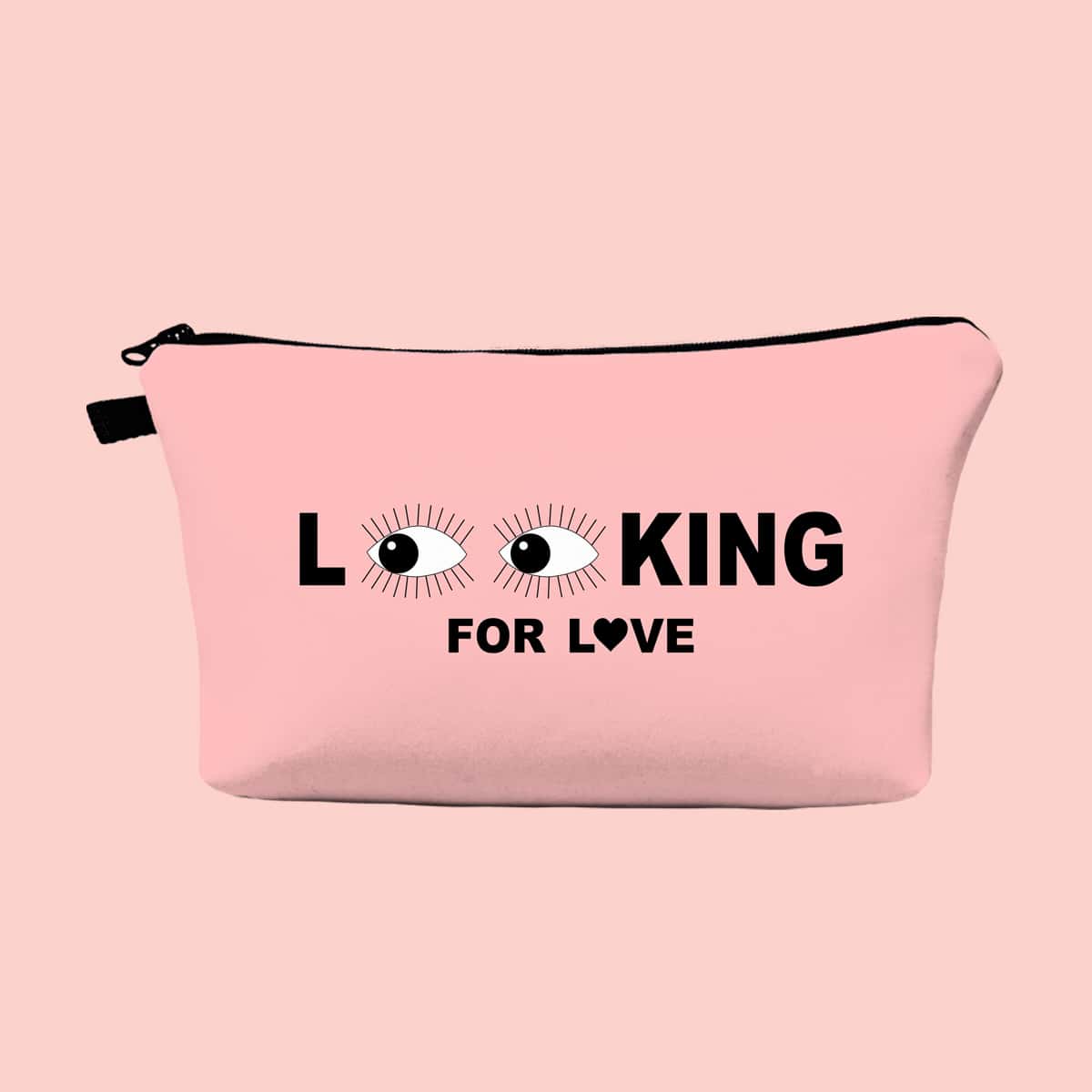 

Letter Graphic Zipper Makeup Bag, Pink