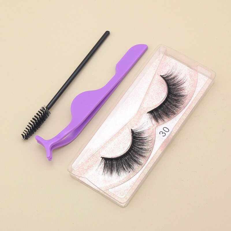 

1pair Volume Eyelashes & 1pc Brush & 1pc Tweezers, Black