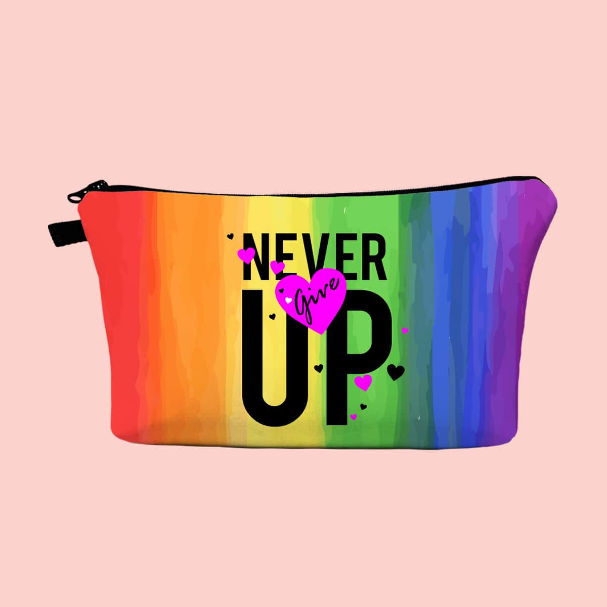 Letter Graphic Zipper Makeup Bag, Multicolor
