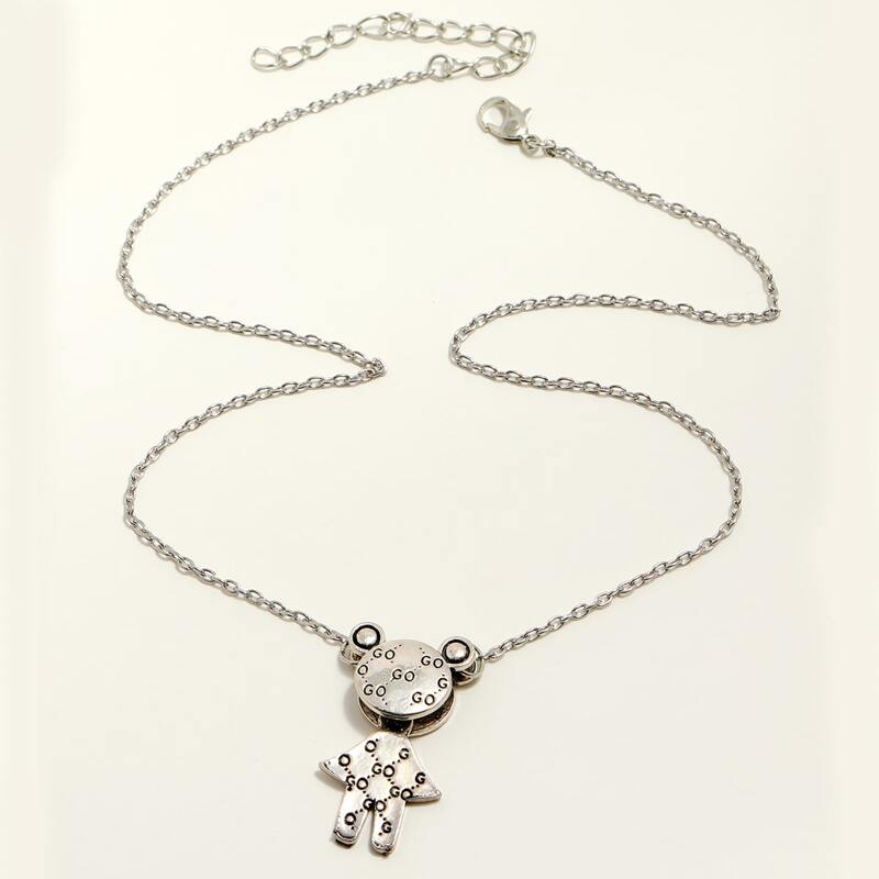 

Bear Pendant Necklace, Silver