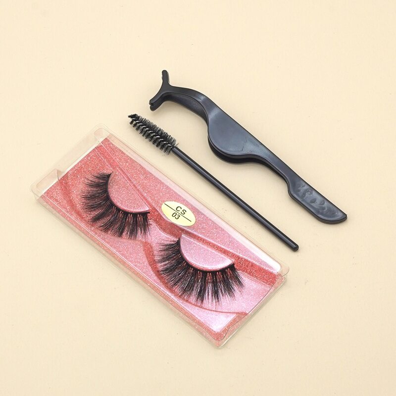 

1pair Volume Eyelashes & 1pc Brush & 1pc Tweezers, Black