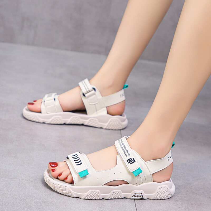 

Letter Velcro Strap Sport Sandals, Green