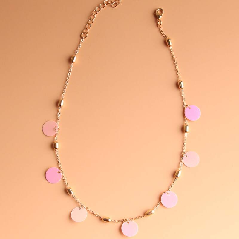 

Sequin Decor Necklace, Pink