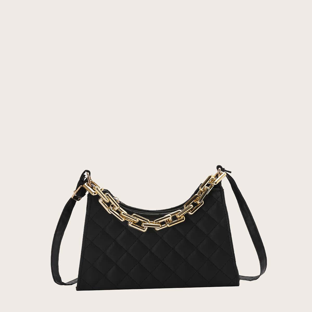 

Quilted Baguette Bag, Black
