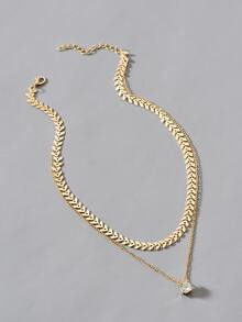 Vòng cổ xếp lớp Rhinestone Charm - Vàng - Xem 2