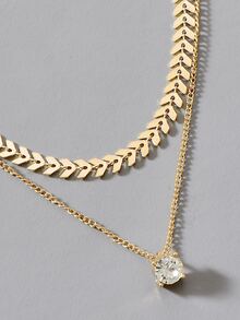 Vòng cổ xếp lớp Rhinestone Charm - Vàng - Xem 4