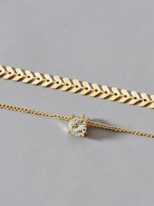 Vòng cổ xếp lớp Rhinestone Charm - Vàng - Xem 5