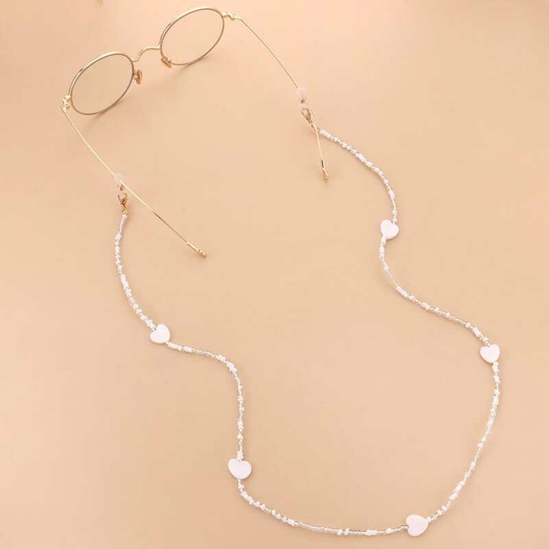 

Heart Beaded Glasses Chain, White