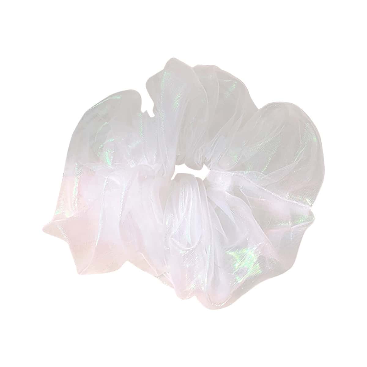 

1pc Solid Holographic Scrunchie, White