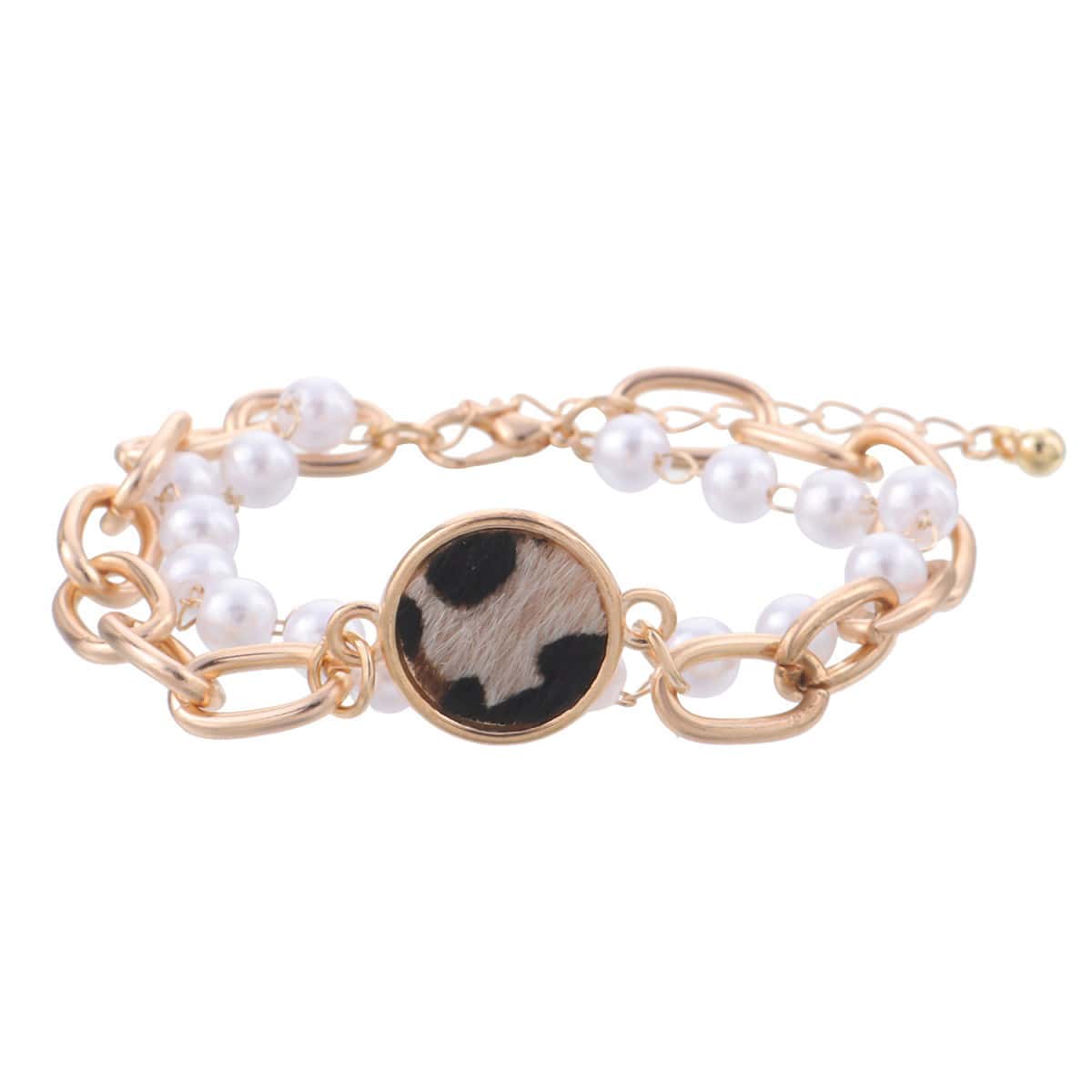 

Faux Pearl Decor Bracelet, Gold