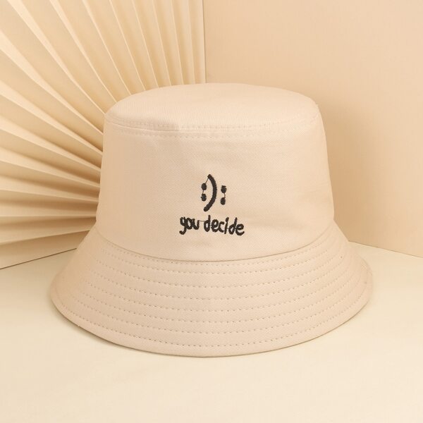 

Men Letter Embroidery Bucket Hat, Beige