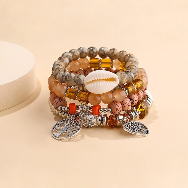 

4pcs Beaded Bracelet, Multicolor