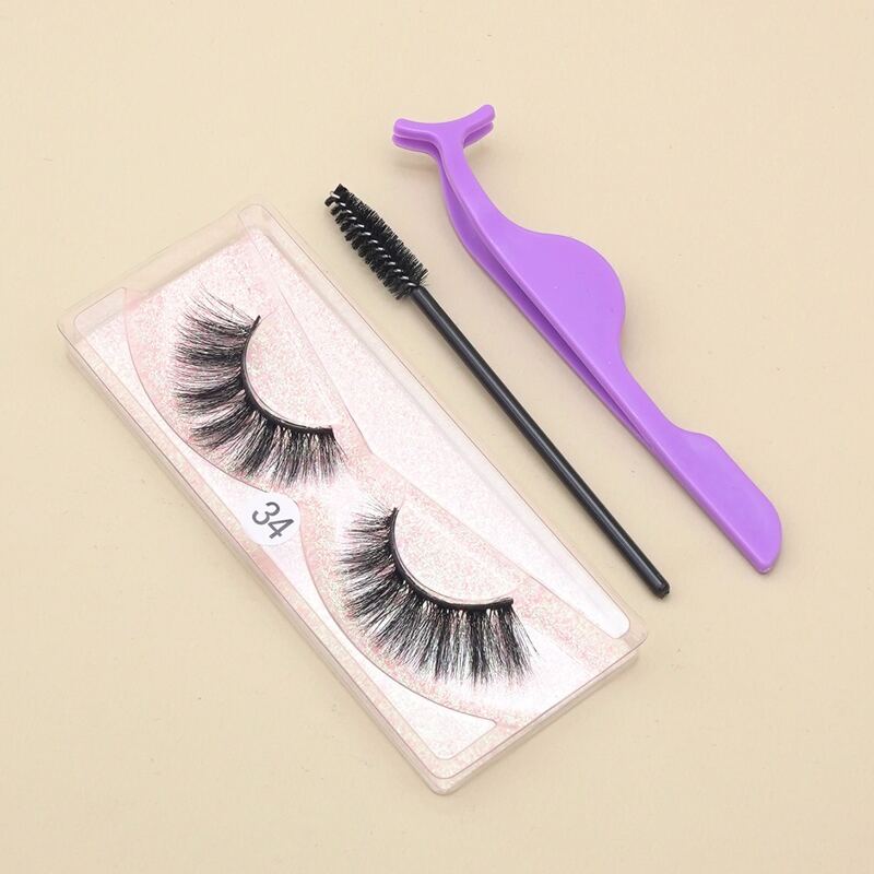 

1pair Volume Eyelashes & 1pc Brush & 1pc Tweezers, Black