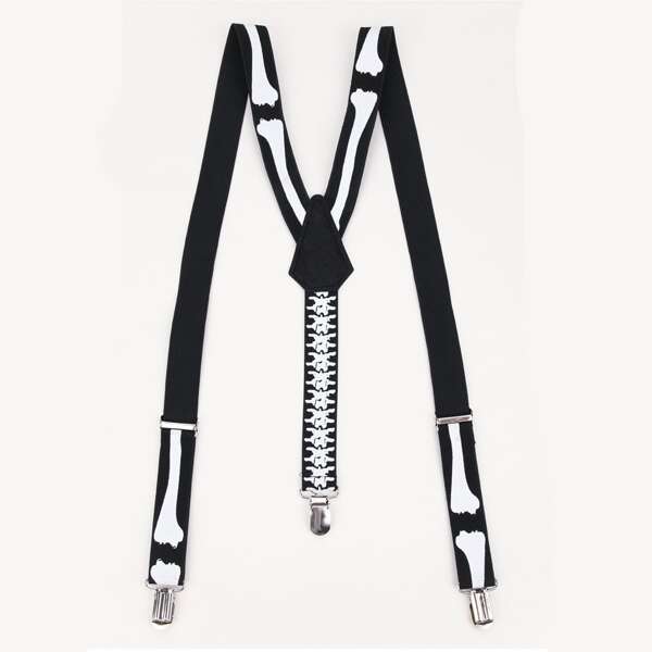 

Men Simple Suspender Belt, Black and white