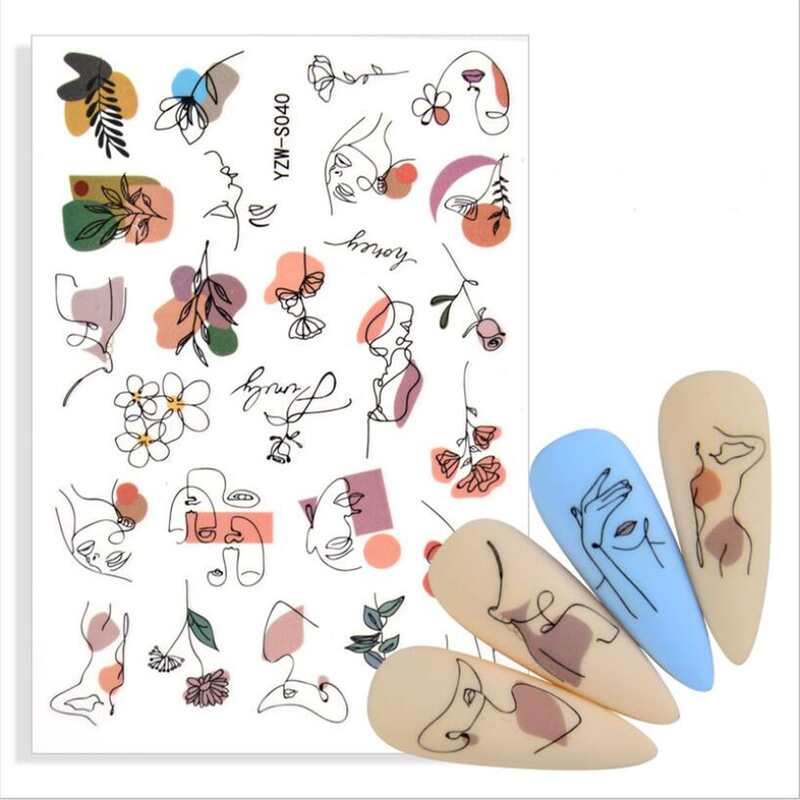 

2sheets Random Abstract Nail Art Sticker, Multicolor