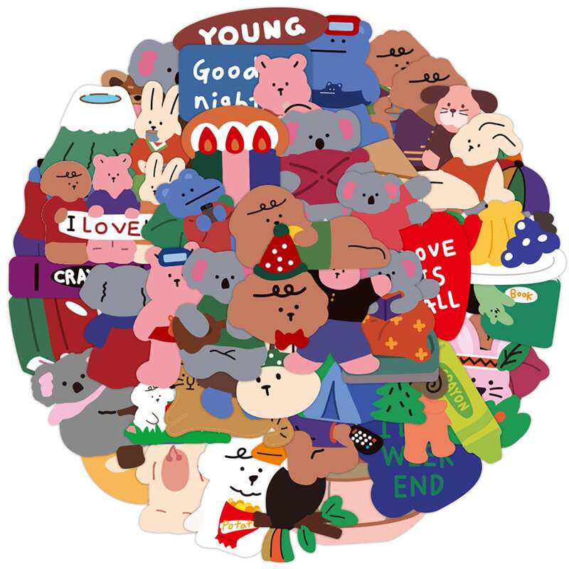 

50pcs Cartoon Bear Sticker, Multicolor
