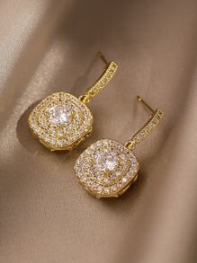 Andkiss 1 Đôi bông tai hình học đính đá (Lưu ý: Sản phẩm này có 2 kiểu ngẫu nhiên) - Vàng - Xem 2