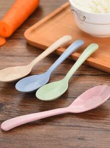 4pcs Random Color Plastic Spoon - Multicolor - View 1