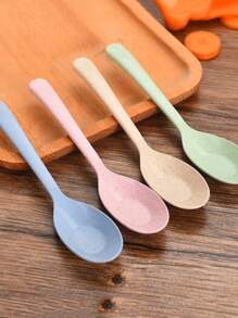 4pcs Random Color Plastic Spoon - Multicolor - View 3