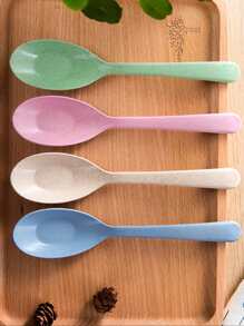 4pcs Random Color Plastic Spoon - Multicolor - View 4