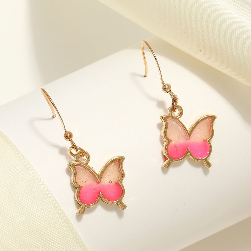 

1pair Butterfly Decor Earrings, Hot pink
