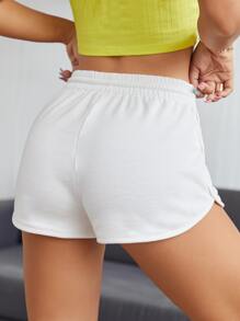 SHEIN EZwear Solid Runner Shorts - White - View 2