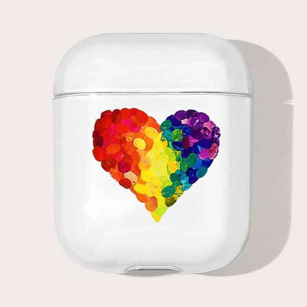 

Прозрачный чехол для Airpods с узором сердечка