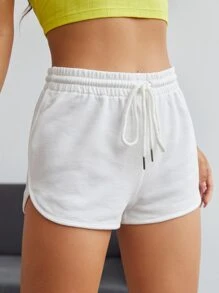 SHEIN EZwear Solid Runner Shorts - White - View 3