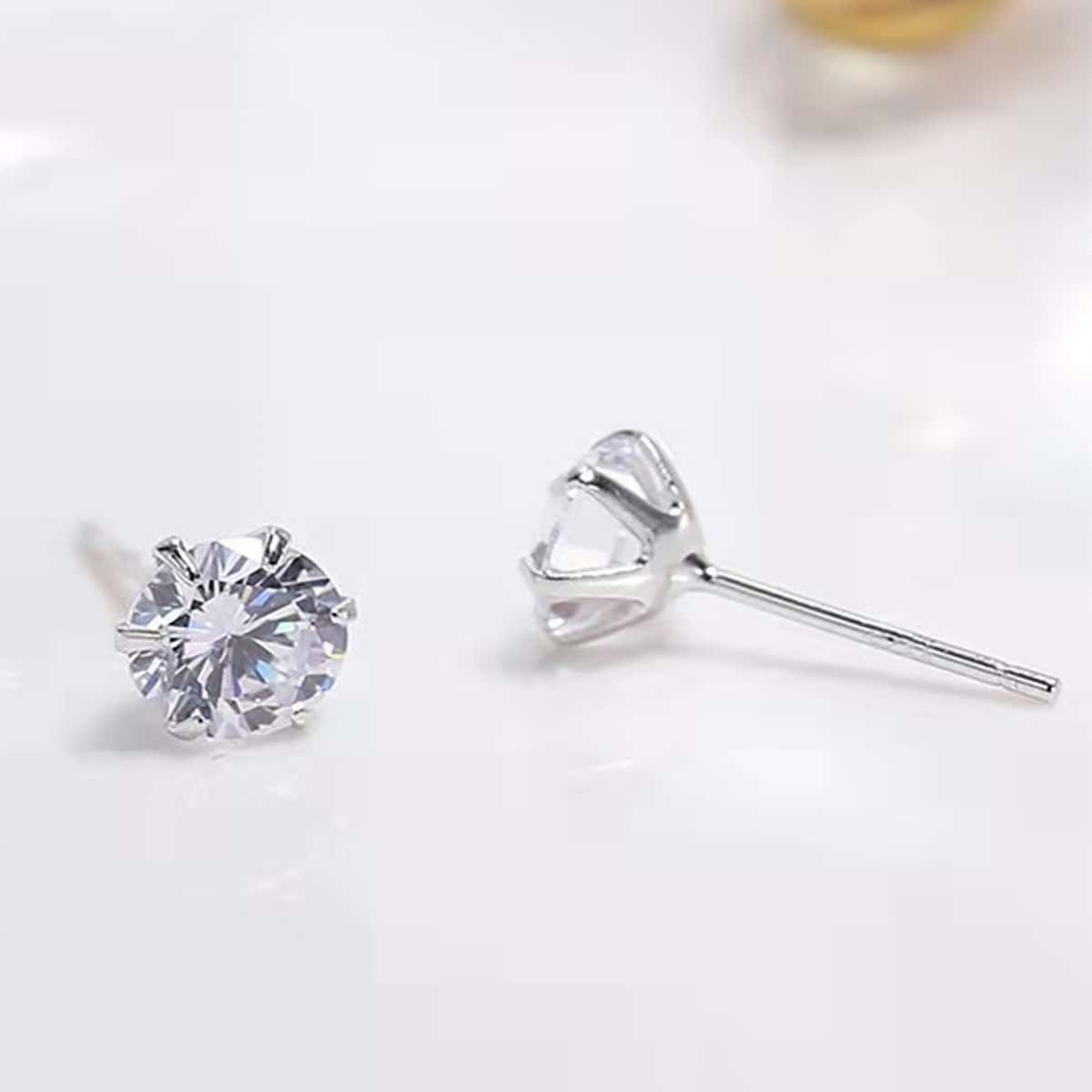 

Rhinestone Decor Earrings, Silver
