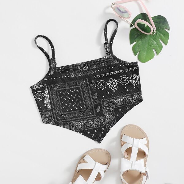 

Girls Paisley Print Bandana Cami Top, Black