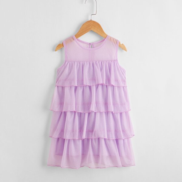 

Toddler Girls Layered Mesh Sleeveless Dress, Purple