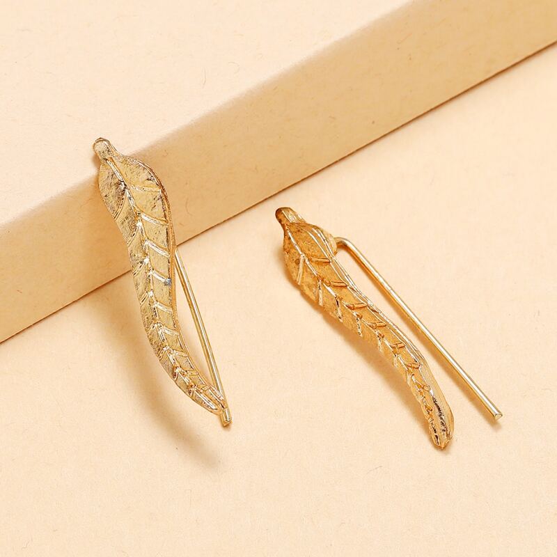 

1pair Leaf Decor Ear Cuff, Antique silver