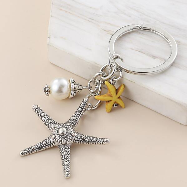 

Starfish Charm Keychain, Silver