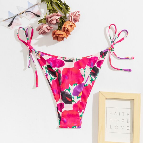 

Floral Random Print Tie Side Bikini Panty, Multicolor