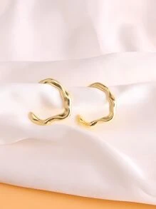 Simple Alloy Earrings - Yellow Gold - View 1