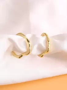 Simple Alloy Earrings - Yellow Gold - View 3