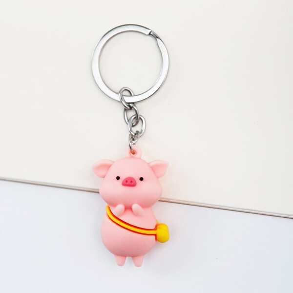 

Cartoon Animal Charm Keychain, Pink