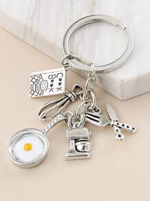 1 件/2 件/5 件不粘锅煎蛋钥匙扣，可爱吊坠，趣味配饰，送给朋友和家人的礼物汽车配件包饰学院风哥特 Y2k