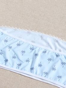 大碼熱帶隨機圖案抹胸內衣褲套裝