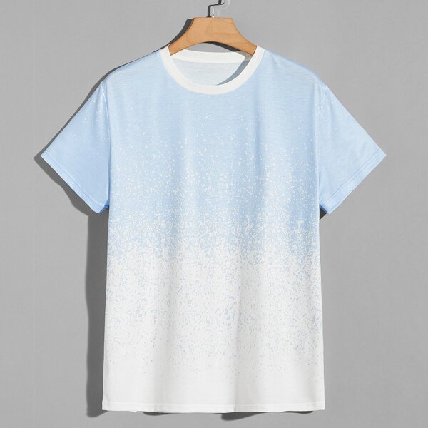 

Men Color-block Short Sleeve Tee, Blue and white